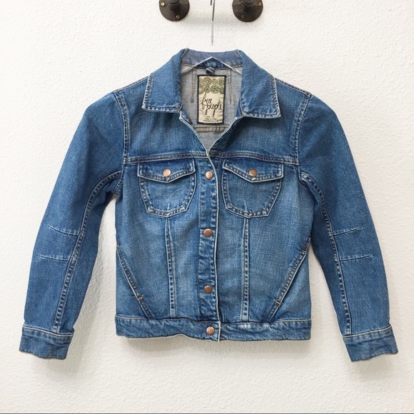 Free People Jackets & Blazers - Free People Denim Cropped Distress Jean Jacket